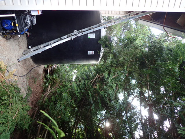 Gutter for snow load, tank and generator for off-grid capability